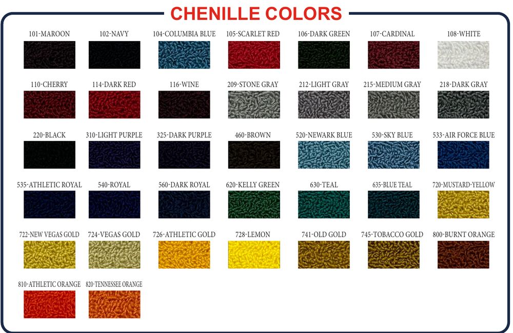 Chenille color chart